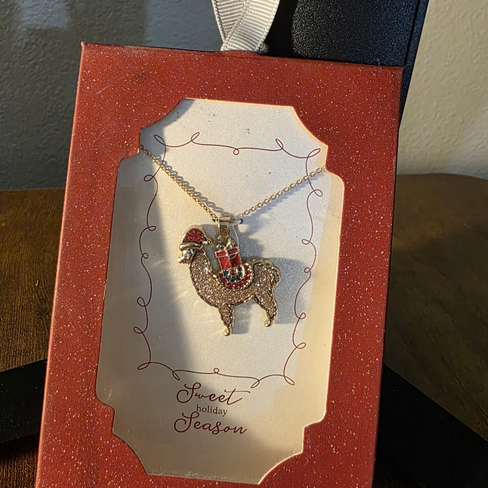 Festive Fa-la-la-la Llama Pendant Necklace